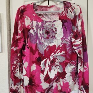 Talbots Lightweight Sweater – L – Pink, Gray & Purple Floral – Spring/Summer – G